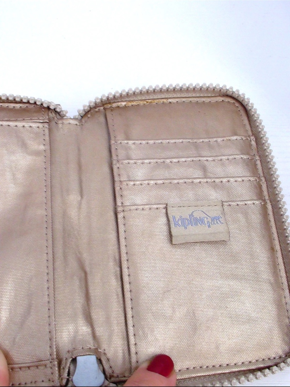 Kipling Bag Pouch Small Wristlet Metallic Rose Gold Case Women / Girls 4x5 - Picture 9 of 15